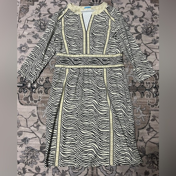 J. Mclaughlin Lola Dress Size L Neutral Animal Print 3/4 Sleeve Catalina Cloth - Picture 5 of 6